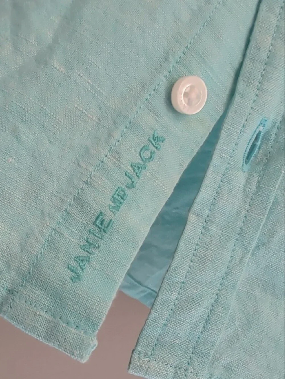 Janie and Jack Teal-Blue Short Sleeve Button-Up Shirt